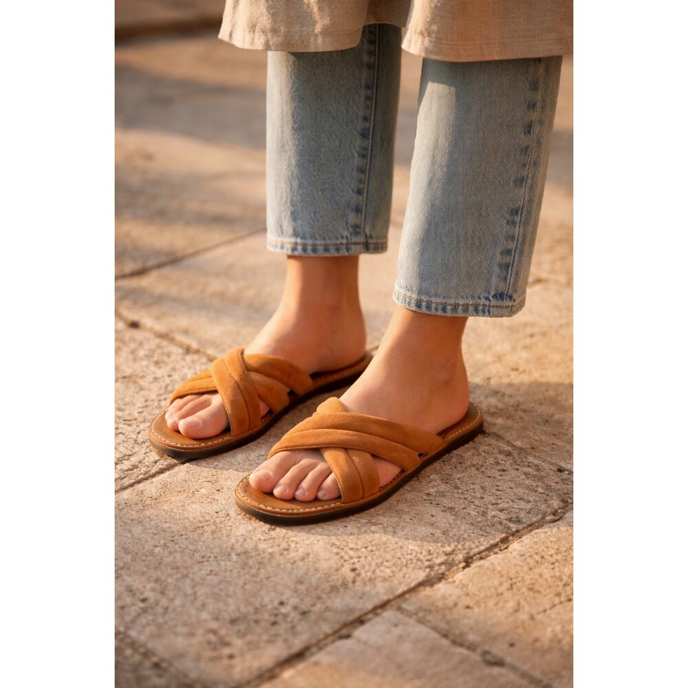 Madewell Skyler Suede Slide Sandal 9 Tan Minimalist Summer Casual Chic